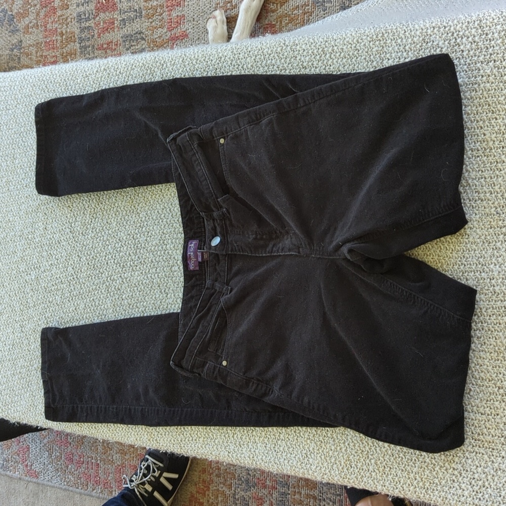 Used Long Tall Sally, Black Corduroy Straight Leg, Size 6 Inseam: 36 inches